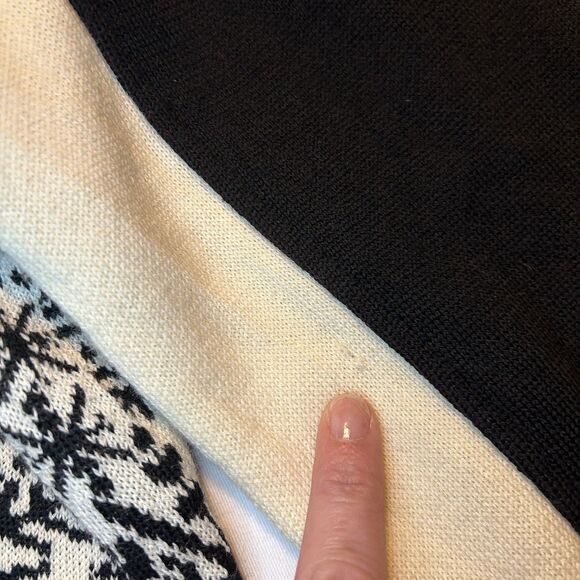 Dale of Norway Women's Black Cream Snowflake Nordic Full Zip Wool Sweater Size L - Picture 14 of 16